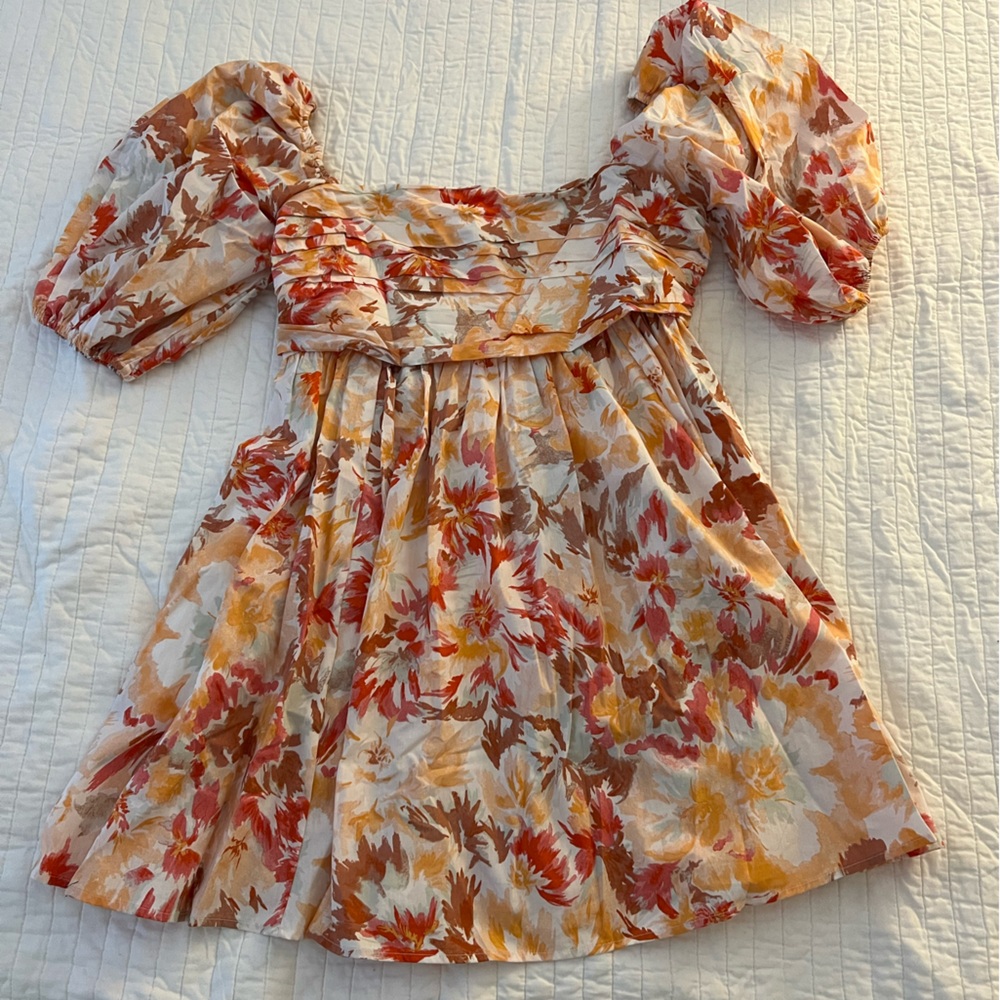 Abercrombie & Fitch orange Floral Print Emerson dress size Large